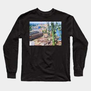 Cranes in Gdansk shipyard Long Sleeve T-Shirt